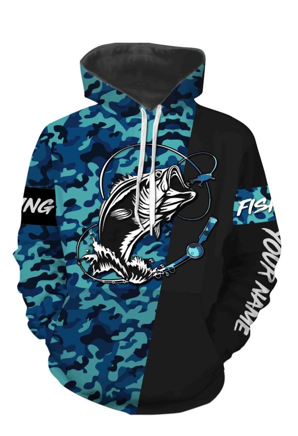 Bass Fishing Sea Camo Custom Name Full Printing Shirts Personalized Gift ND